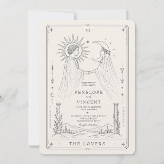 Soleil et Lune | Invitation de Mariage Tarot en De