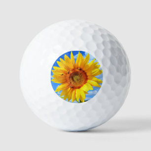 Soleil jaune et balles de golf des abeilles