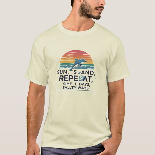 Soleil, Sable, Répéter – T-shirt Beach Vibes pour  (Devant)