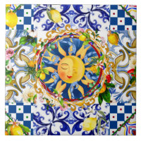 soleil sicilien, citron, carreaux méditerranéens,