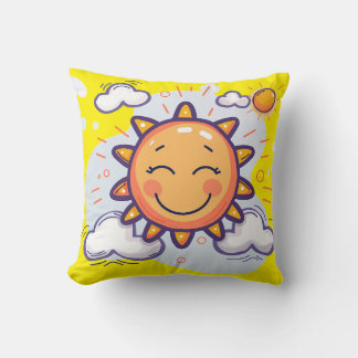 Soleil Sourires Jeter Oreiller - Éclairer N'Import