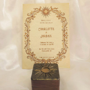 Soleil vintage et étoile Faire-part de mariage cha