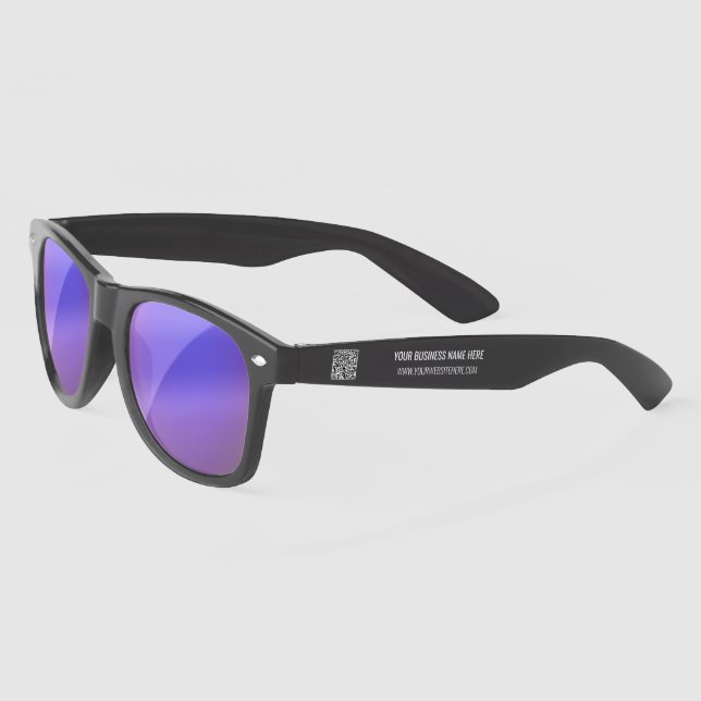 Soleil Votre QR Code Entreprise Texte Promo Lunettes de s (Gauche)