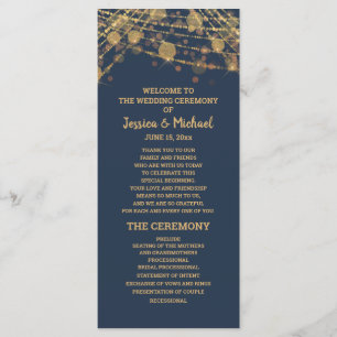 Solid Navy Blue Gold String programme de mariage