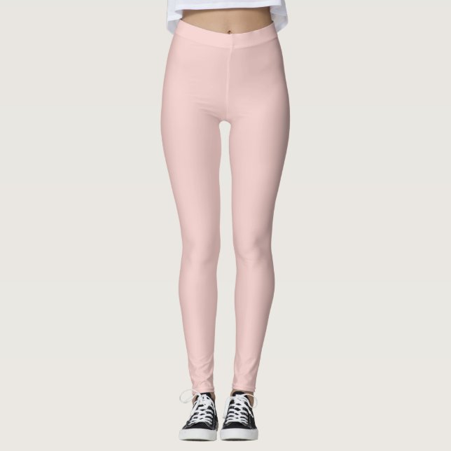 Solid Soft Pastel Pink Leggings Minimalist Athleis (Devant)