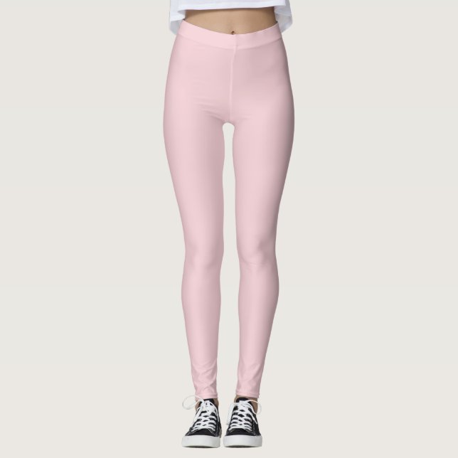 Solid Soft Pastel Pink Leggings Minimalist Athleis (Devant)