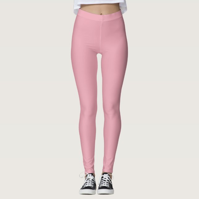Solid Soft Pastel Pink Leggings Minimalist Athleis (Devant)