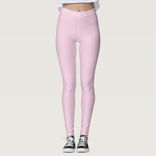 Solid Soft Pastel Pink Leggings Minimalist Athleis (Devant)