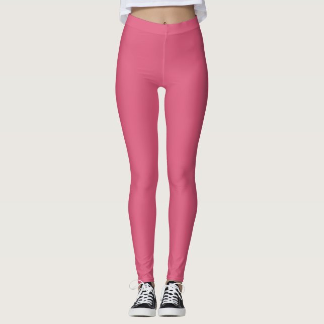 Solid Soft Pastel Pink Leggings Minimalist Athleis (Devant)