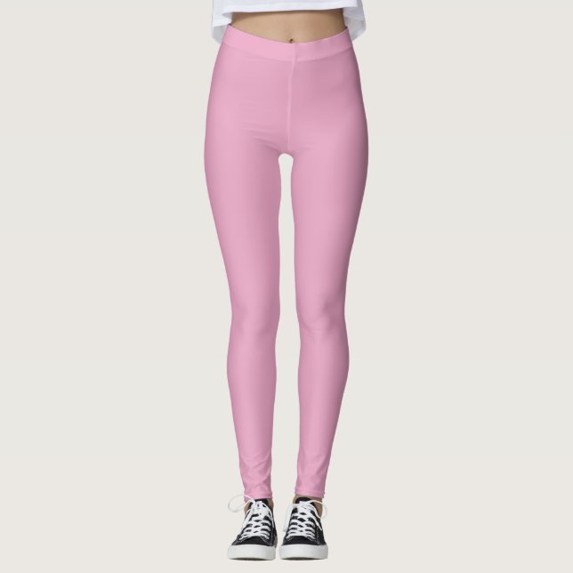 Solid Soft Pastel Pink Leggings Minimalist Athleis (Devant)