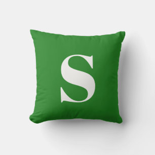 Solid vert initial Monogramme Coussin extérieur