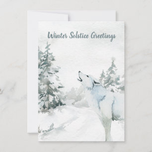 Solstice d'hiver Salutation carte Wolf de forêt de