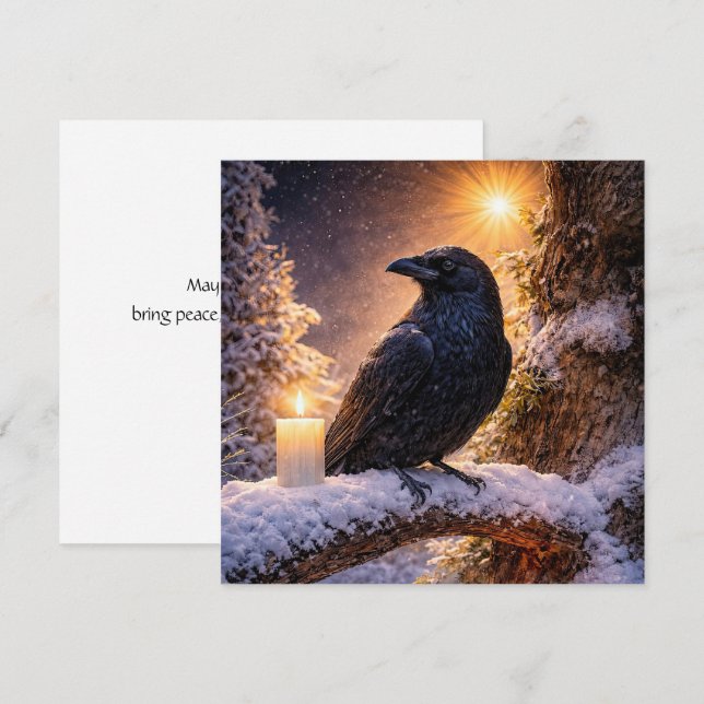 Solstice d'hiver Yule Corbeau et Neige (Devant / Derrière)