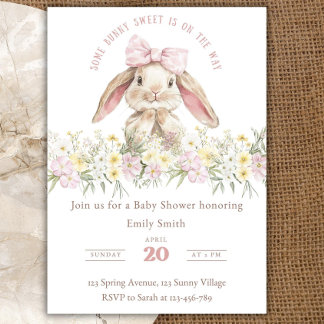 Some Bunny is on the way Invitation Set, Girl Bunn