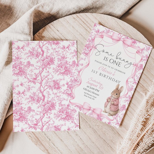 Some Bunny Is One Girl  1st Birthday Invitation (Créateur téléchargé)