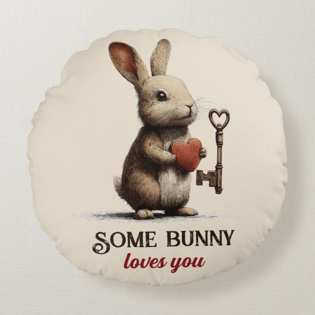 Some Bunny T'aime Coussin de Lancement Vintage (Devant)