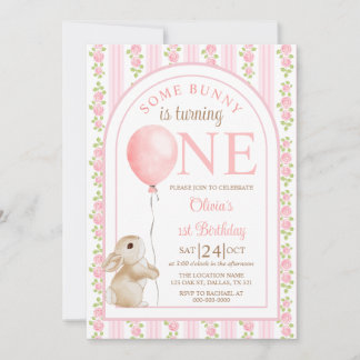 Some Bunny Vintage Rabbit 1st Birthday Invitation