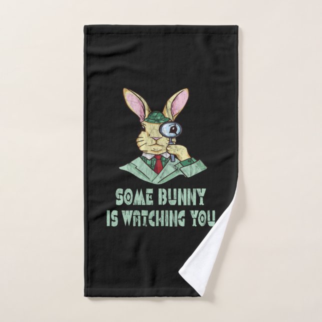 Some Bunny vous observe Père Noël de Pâques (Serviette à main)