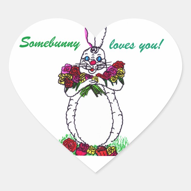 SOMEBUNNY VOUS AIME les autocollants cardiaques (Devant)