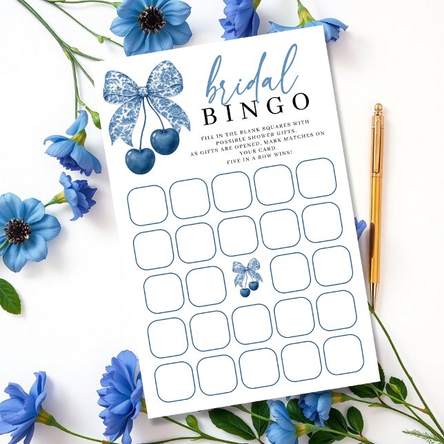 Something Blue Bow Bridal Shower Bingo Game (Créateur téléchargé)
