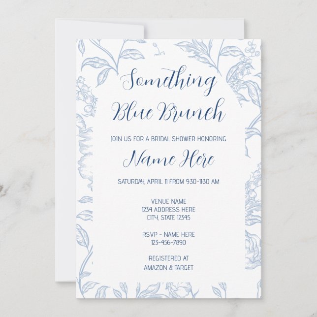 Something Blue Brunch Bridal Shower Invitation (Devant)