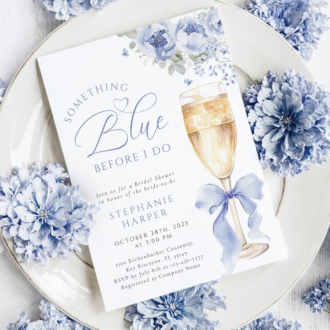 Something Blue Floral Bridal Shower Invitation (Créateur téléchargé)