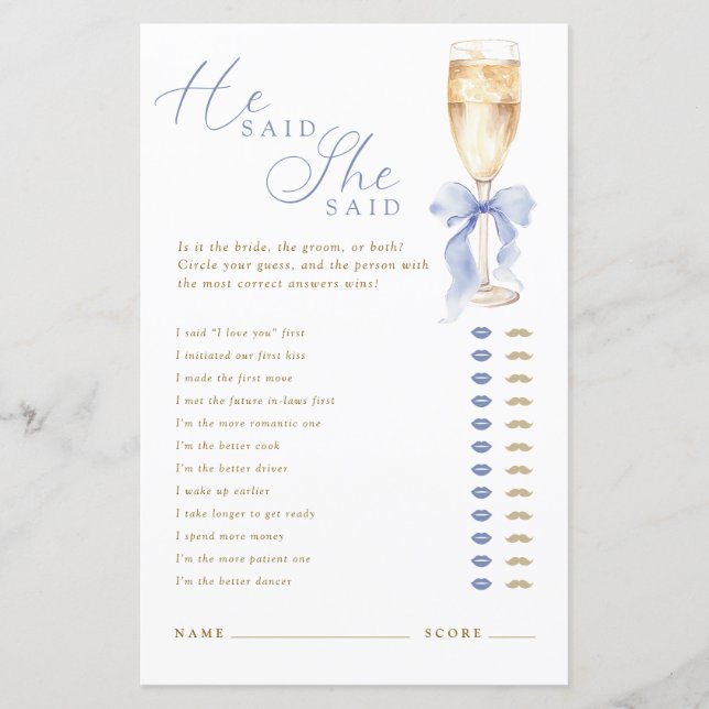 Something  Blue He Said She Said Game (Devant)