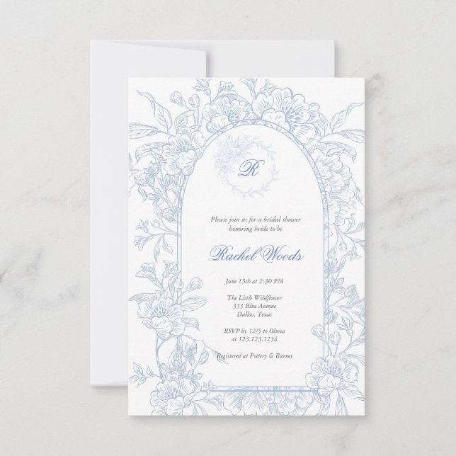 Something Blue Wildflower Bridal Shower Invitation (Devant)