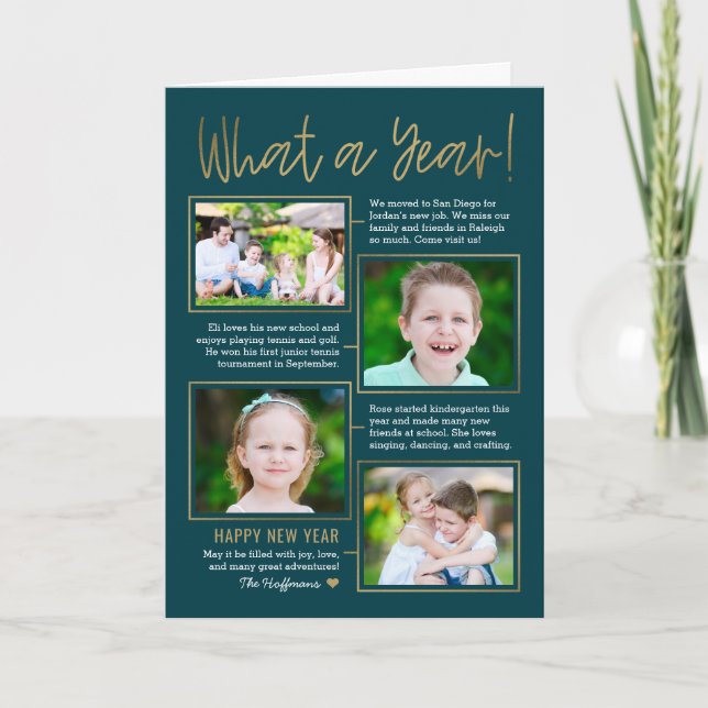 Sommaire de l'année Couleur modifiable Carte photo (Devant)