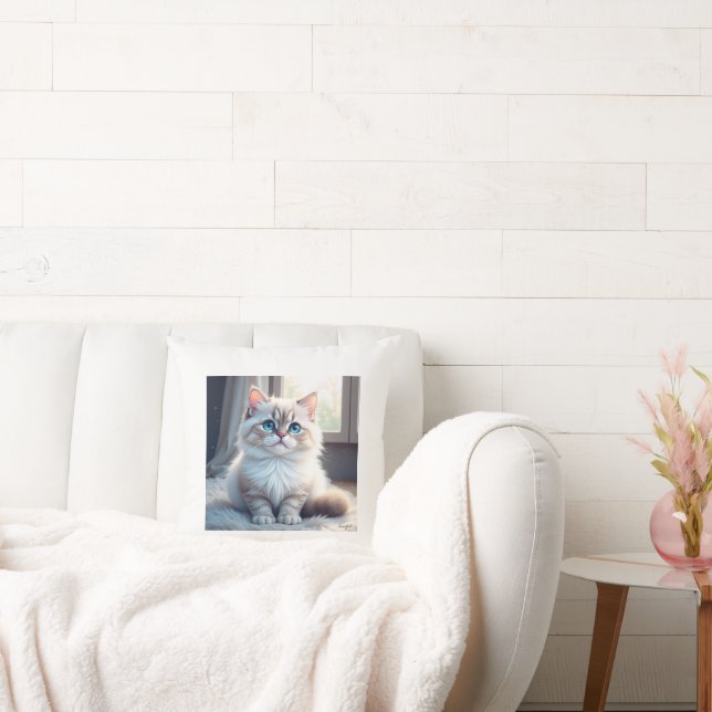 “Sommeil de chat douillet – Coussin décoratif avec (Canapé)