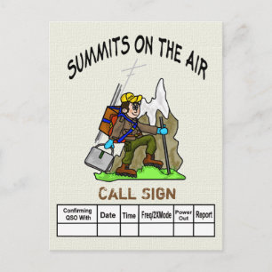 Sommets Sur La Carte QSL Ham Randonnée Cartoon Air