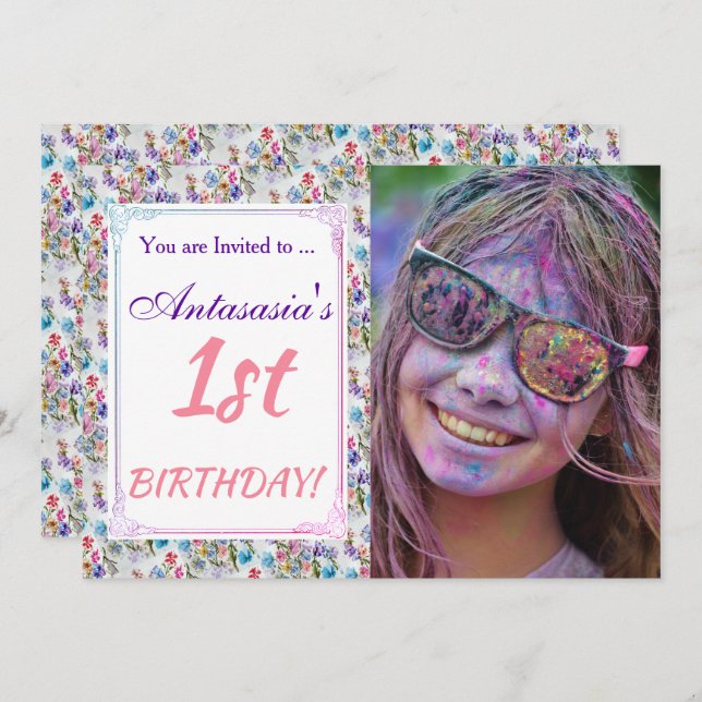 SON 1ER ANNIVERSAIRE INVITATION (Devant / Derrière)