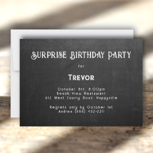 Son Anniversaire Black Chalkboard Invitation