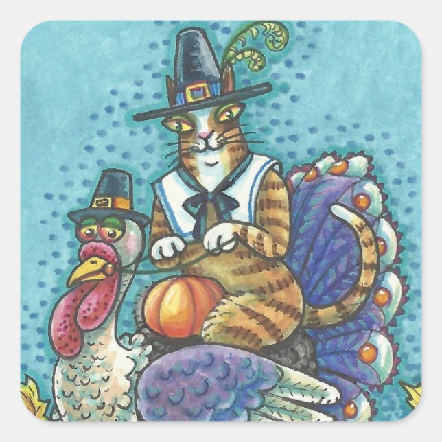 SON CHAT N'FITZ SUR THANKSGIVING TURKEY STICKERS (Devant)