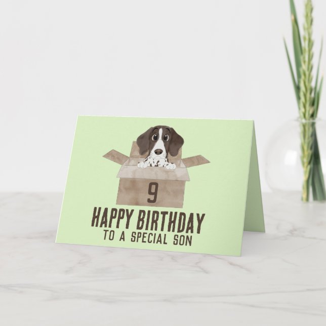 Son chiot dans la boîte Carte d'anniversaire (Devant)