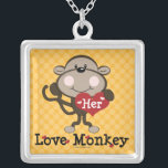 Son collier de singe d'amour<br><div class="desc">Un singe mignon tenant un coeur qui l'indique et les mots aiment le singe sous lui ont décoré des coeurs rouges. Obtenez l'assortiment de son collier de singe d'amour pour lui. Ces colliers assortis mignons et drôles de couples font l'anniversaire parfait, le mariage, le cadeau du jour de valentine ou...</div>