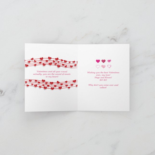 Son de la musique à mon coeur Valentines Carte de  (Intérieur)