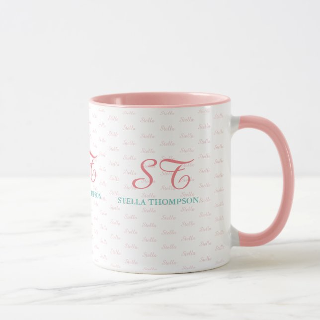 son élégante tasse rose avec monogramme (Droite)