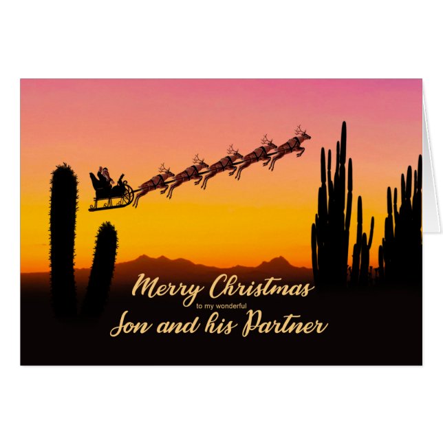 Son et partenaire Noël Père Noël Over Desert (Devant horizontal)