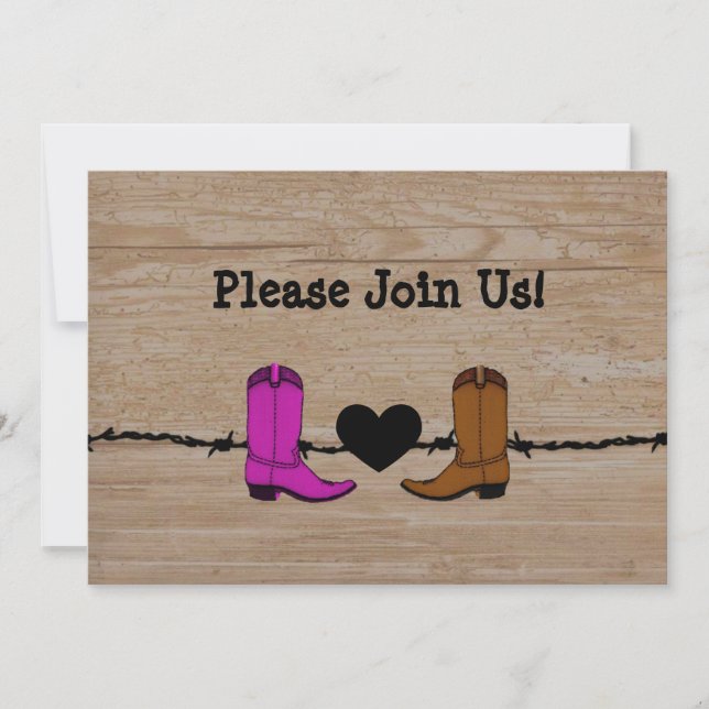 Son Et Ses Boots Cowboy Faire-part de mariage (Devant)