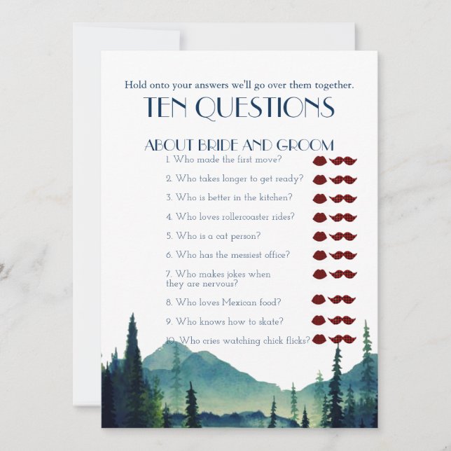 Son et ses dix questions jeu Mariage (Devant)