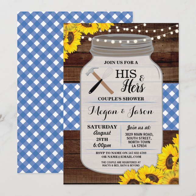 Son et sien invitation bleu en bois rustique de la (Devant / Derrière)