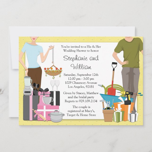 Son et sien invitation de wedding shower (Devant)