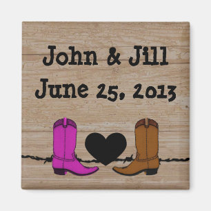 Son Et Son Cowboy Bottent Mariage Favor Magnet