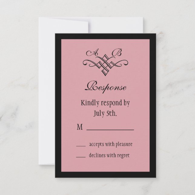 Son et son mariage Monogramme RSVP en rose (Devant)