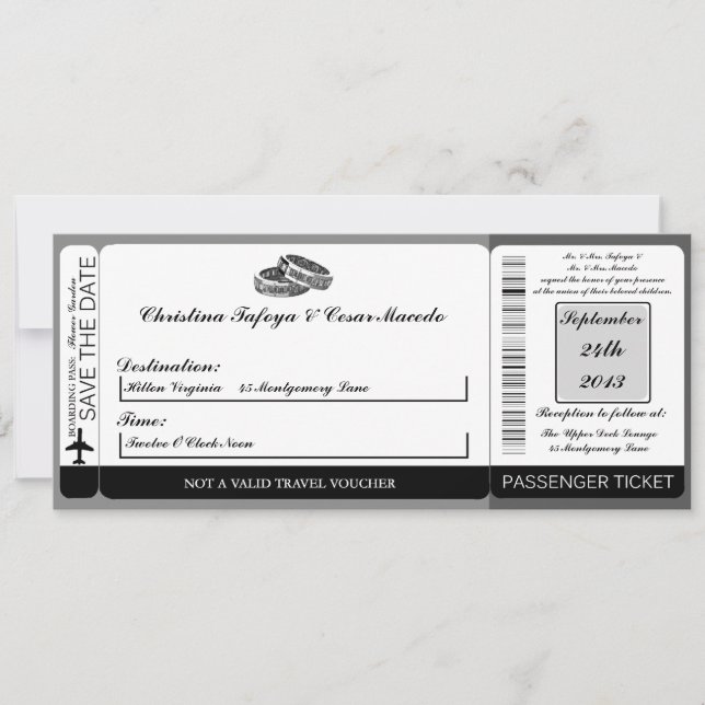 Son Faire-part de mariage de carte d'embarquement  (Devant)