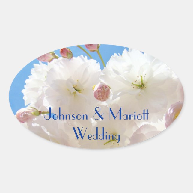 Son Nom Mariage sceaux autocollants Fleur de Print (Devant)