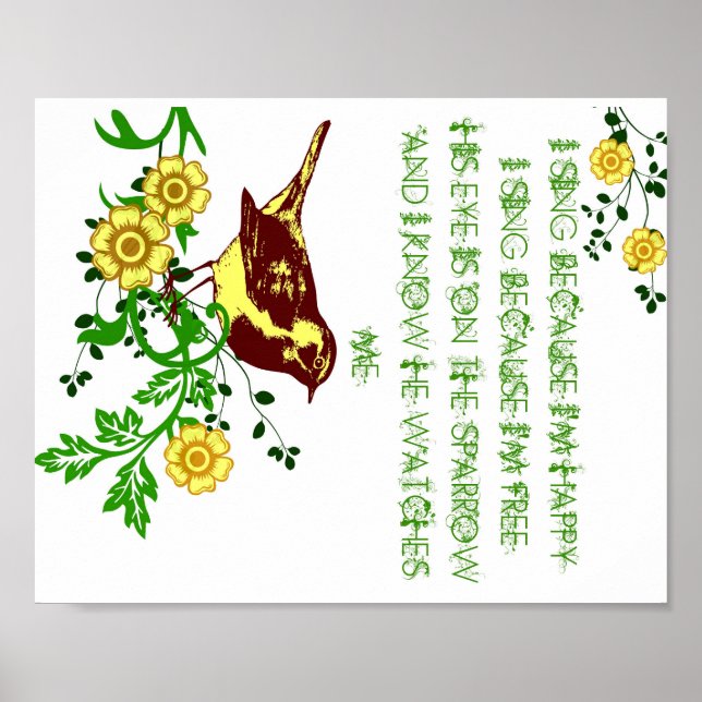 Son oeil est sur le Bruant Poster Bird Hymn (Devant)