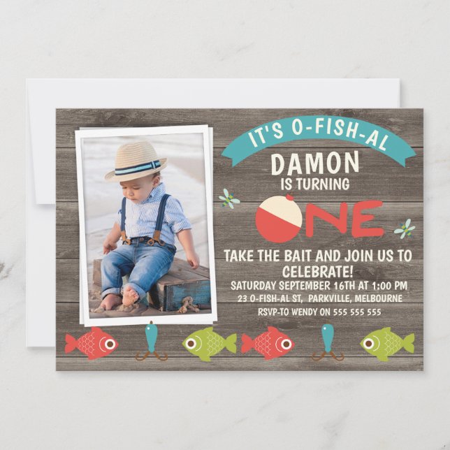 Son Ofish-al Ou Sa Pêche Invitation D'Anniversaire (Devant)