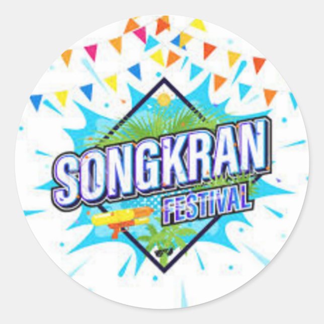 Songkran Festival Classic Round Sticker (Devant)